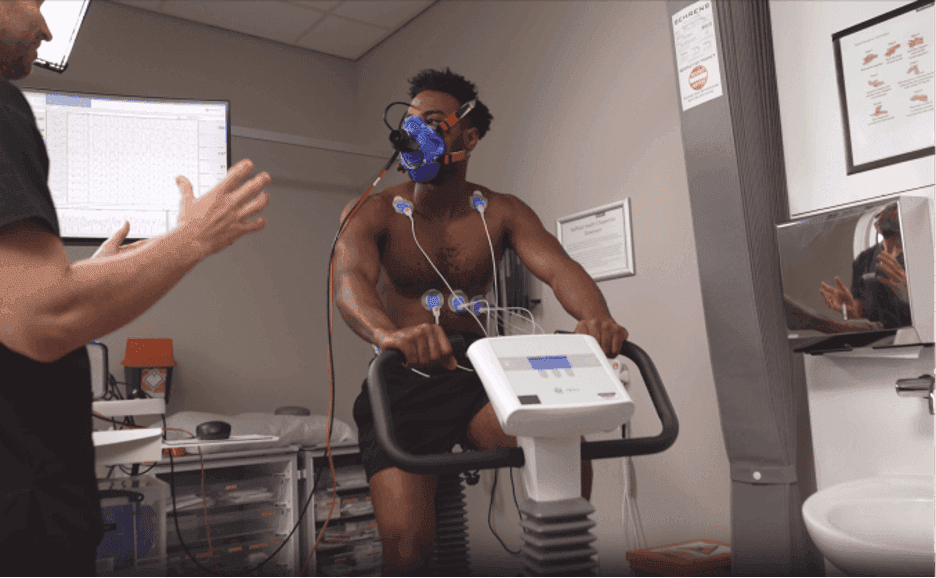 Man completing VO2 bike testing