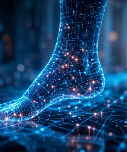 3D scanning process showing leg measurement